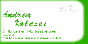 andrea kolcsei business card